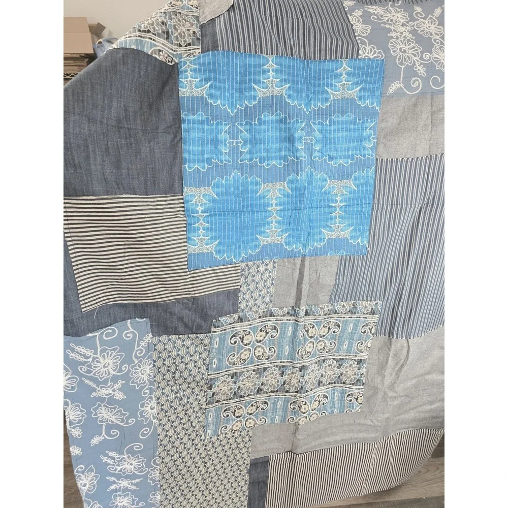 All'Asta blanket denim patchwork Indigo NEW %100 Cotton 45x80